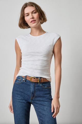 Extended Shoulder Slim Tee - White
