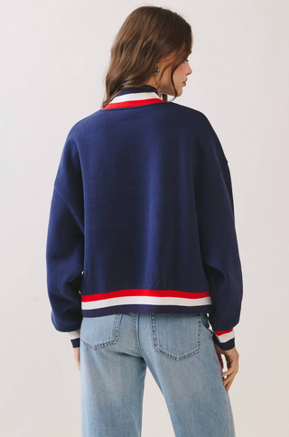 USA Letter Print Contrast Trim Sweatshirt - Navy