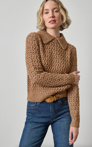 Textured Polo Sweater - Hazelnut