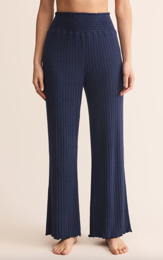 Dawn Smocked Rib Pant - Blue Sapphire