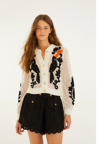 Toucan Crochet Cardigan - Off-White