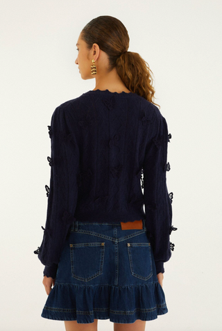 Richilieu 3D Butterfly Artisanal Knit Cardigan - Navy Blue