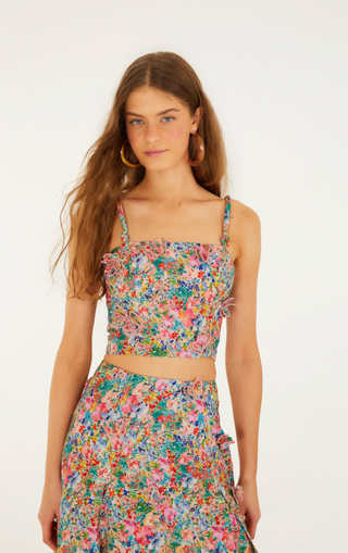 Peasant Floral Off-White Butterflies - Top