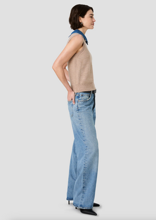 Babysoft Collared Knit Vest - Taupe/Sky Blue Vintage