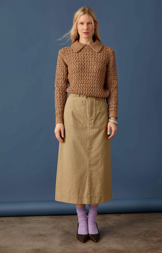 Textured Polo Sweater - Hazelnut