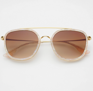 Weston Acetate Round Unisex Sunglasses - Light Pink / Brown