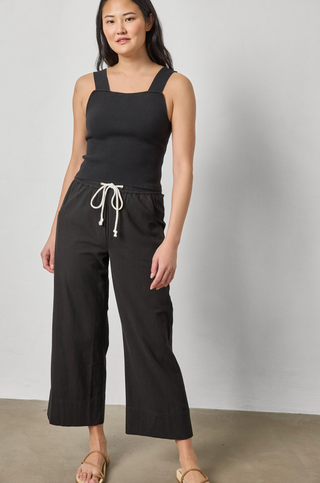 Wide Strap Knit Tank - Black