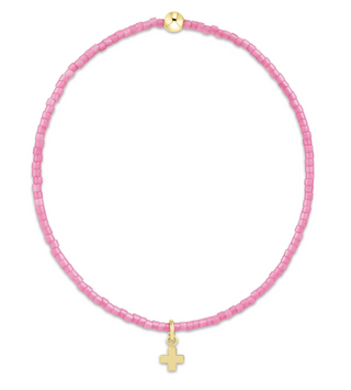 Hope Classic Bubblegum Bracelet - Signature Cross Small Gold Charm
