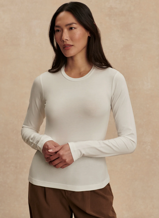 Edna Long Sleeve Fitted Tee - White