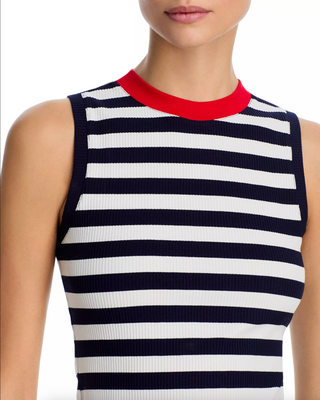 Esmae Rib Knit Sleeveless Top - Summer White/Marine