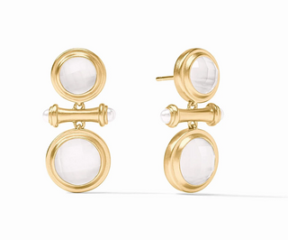 Bamboo Midi Earring - Gold Iridescent Clear Crystal