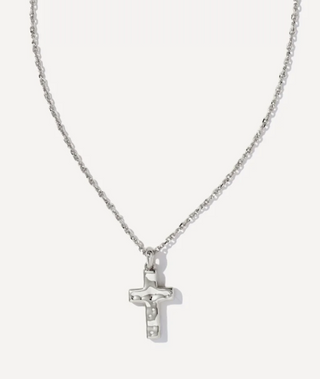 Cross Pendant Necklace - Rhodium Metal
