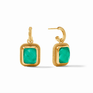 Cheval Hoop & Charm Earring- Iridescent Emerald Green