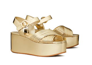 Bombe Cross Strap Platform Sandal 50mm - Spark Gold