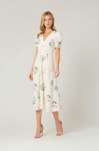 Corrina Dress - Ivory / Pink / Green